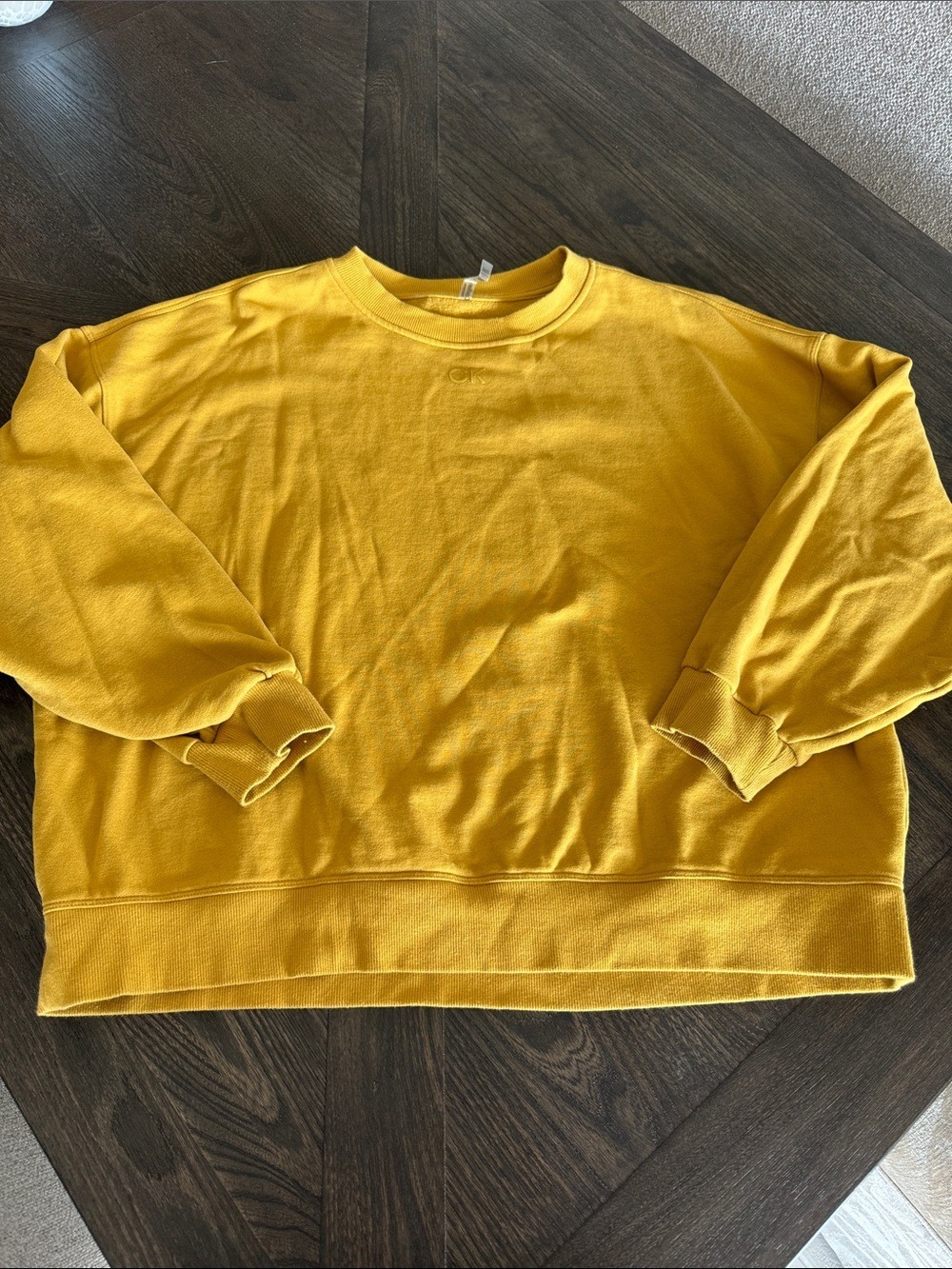 Calvin Klein Women's Mustard Yellow Crewneck Sweatshirt